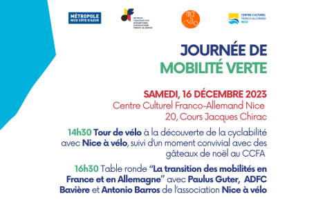 Samedi, 16 décembre 2023 // 14.30 & 16.30 // Tour de vélo & table ronde “La transition des mobilités en France et en Allemagne”