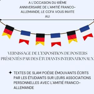 Exposition de posters ‘L’amitié franco-allemande et NOUS ‘ – textes de poésie slam par des étudiant.e.s internationaux // CCFA